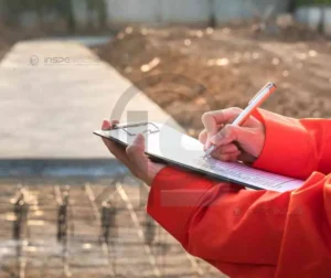 Pessoa realizando uma avaliação prática no campo, anotando observações.