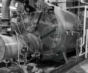Equipamento industrial passando por inspeção e manutenção periódica