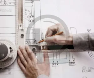 Inspeção Dimensional 24 Profissional da Inspesolda analisando desenho técnico para inspeção dimensional.
