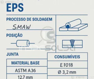 Exemplo de documento de EPS com parâmetros de soldagem.