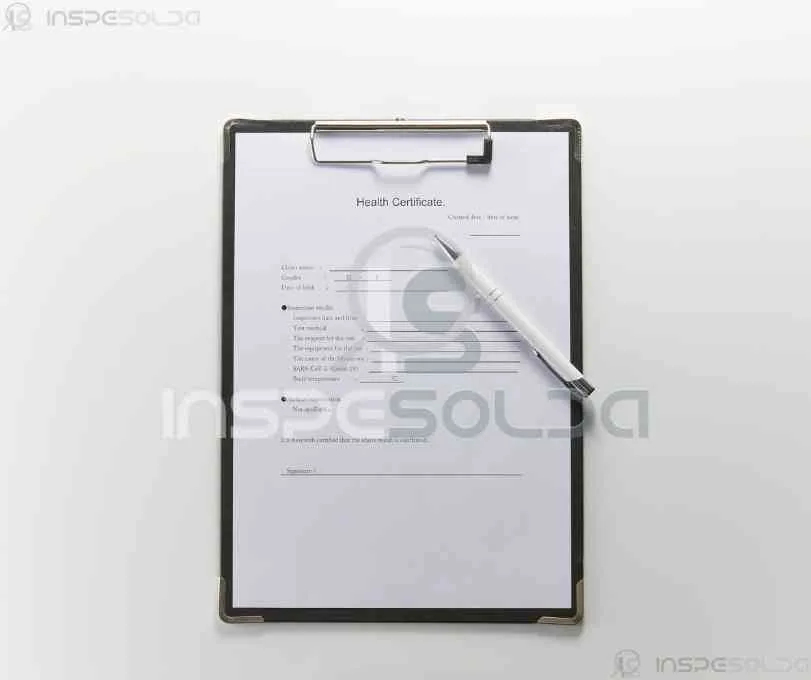 Prancheta com documento representando a recertificação de EPS (Especificação de Procedimento de Soldagem).