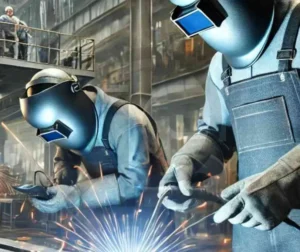 Treinamento contínuo para soldados em ambiente industrial.
