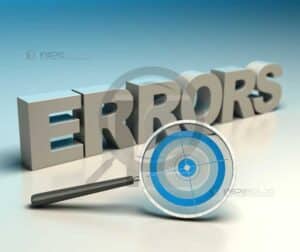 Problemas Técnicos de Soldagem 5 Alvo com a palavra "Erros", simbolizando a detecção antecipada de problemas.