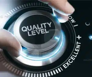 Treinamento de Soldagem 6 Botão de ajuste de qualidade representando excelência em inspeção industrial.