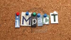 Consultoria Técnica para Seleção de Materiais de Soldagem 3 Imagem com a palavra "Impacto" destacada, simbolizando os efeitos positivos da consultoria técnica na redução de desperdícios.