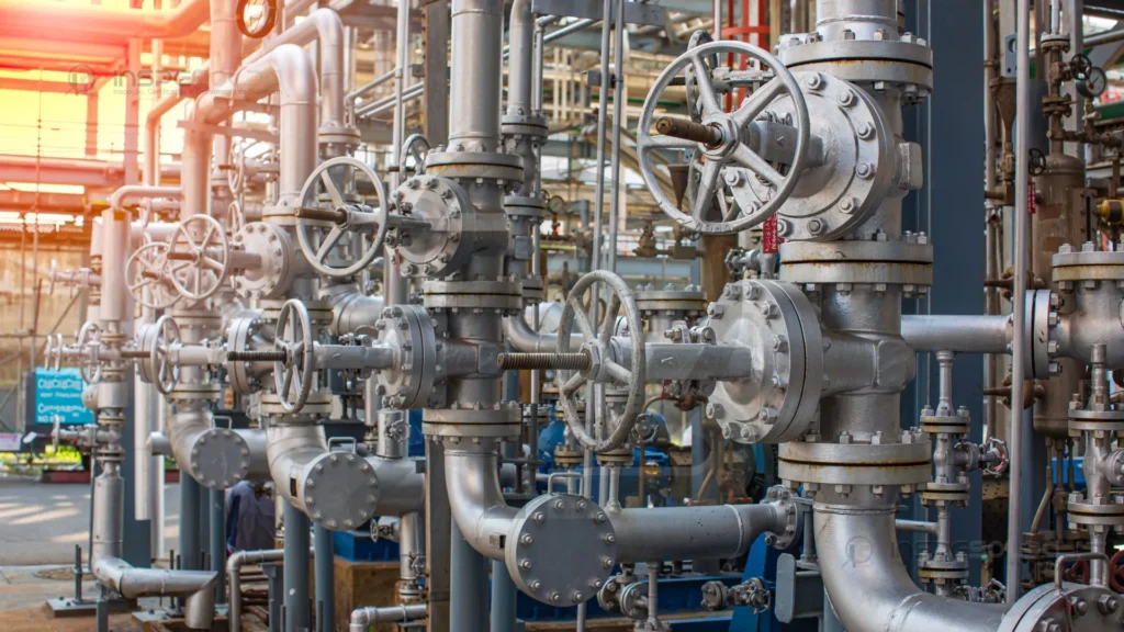 O Soldador está realizando processo de qualificação para tubulações industriais em ambiente fabril, seguindo normas técnicas e procedimentos de segurança.