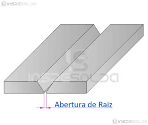 Imagem técnica ilustrando a abertura da raiz em uma junta de soldagem.