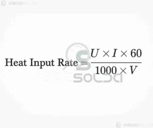 Energia de Soldagem, Taxa (heat input rate) 3 Fórmula de cálculo da energia de soldagem, destacando os parâmetros elétricos e tempo.