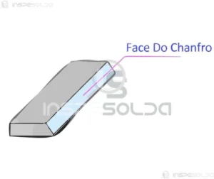 Imagem técnica mostrando a face do chanfro em uma junta preparada para soldagem.