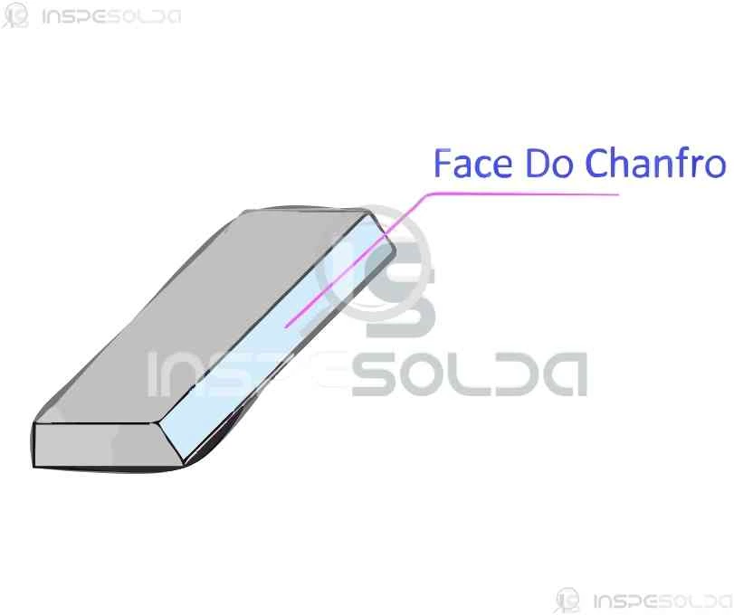 Imagem técnica mostrando a face do chanfro em uma junta preparada para soldagem.