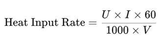 Energia de Soldagem, Taxa (heat input rate) 4 image