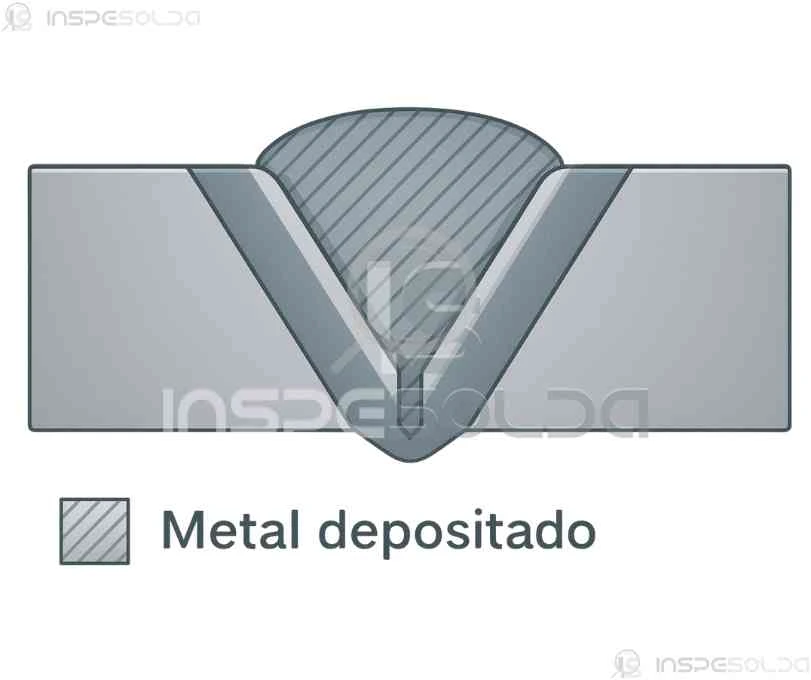 Imagem mostrando o metal depositado entre duas peças metálicas, simbolizando a união física na soldagem.