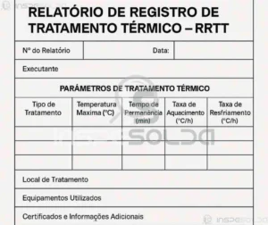 Relatório técnico com dados de controle de temperatura durante o tratamento térmico de uma junta soldada.