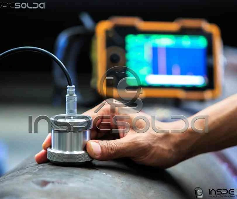 Ultrassonografia Industrial 2 Ultrassom industrial aplicado em componente metálico.